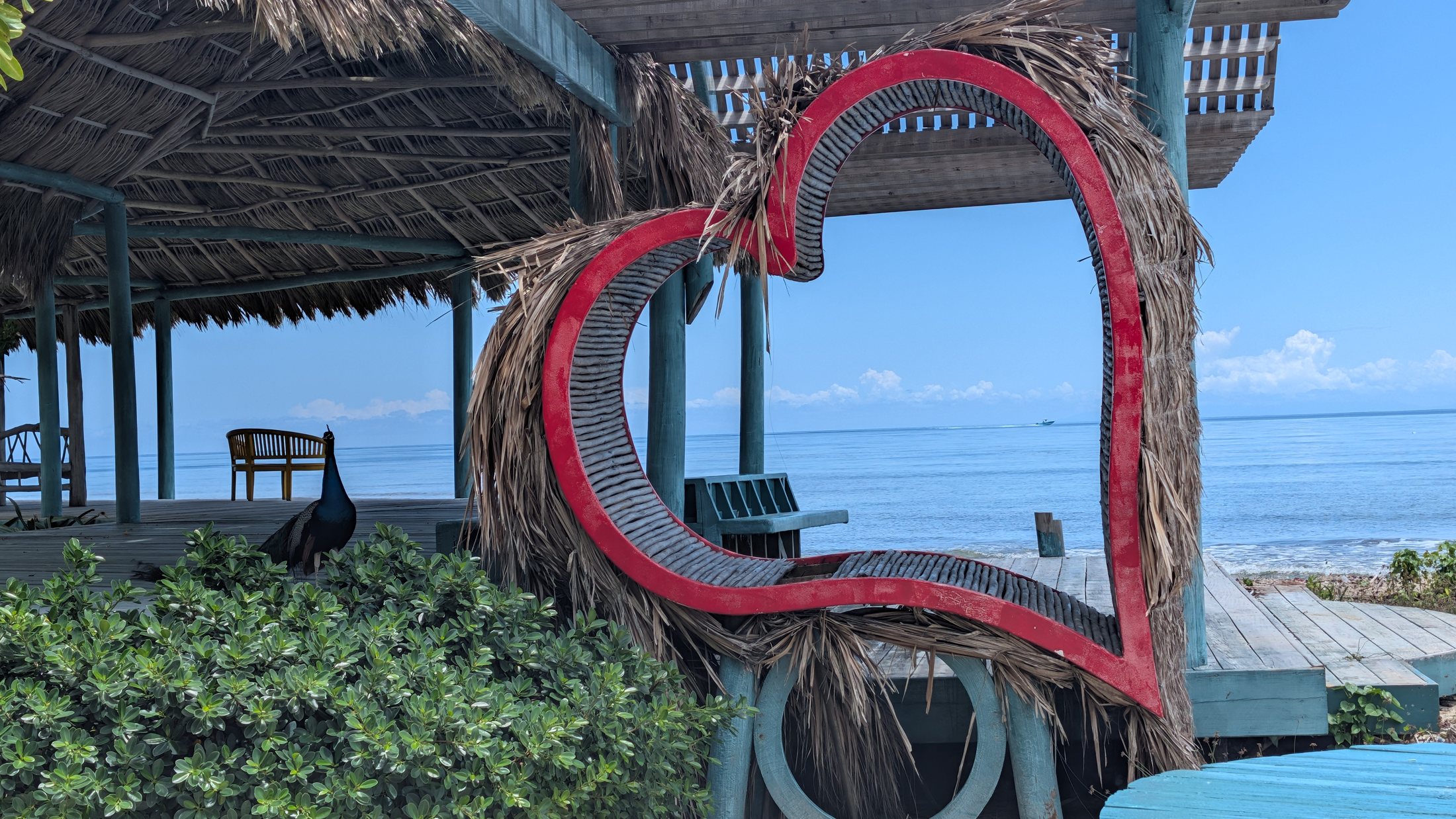 Heart-shaped sculpture by the sea
