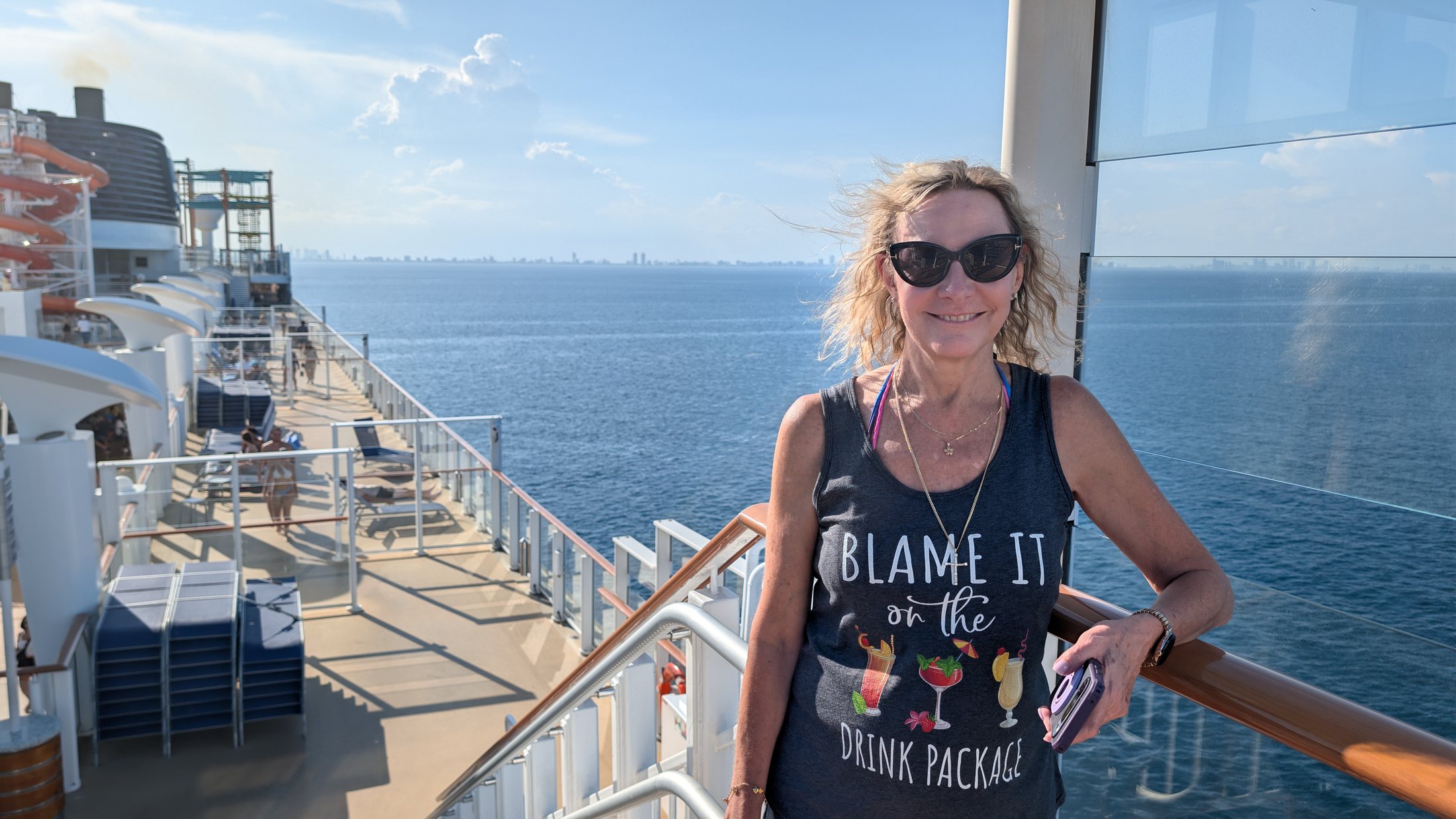 Rebecca on the ship at sea